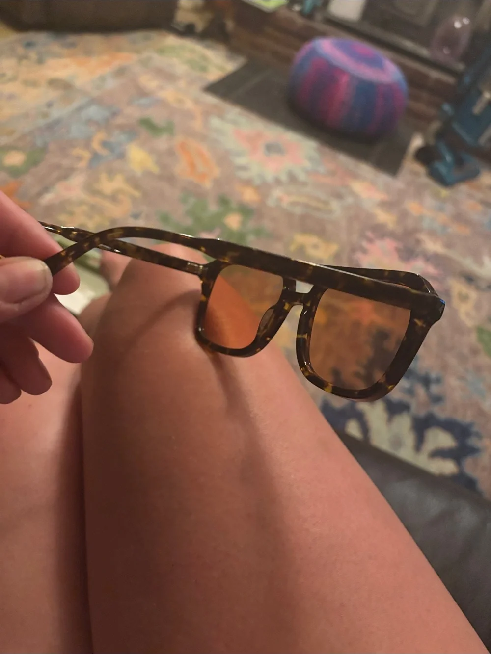 Dark Tortoiseshell Sunglasses with Amber Lenses and Green Lenses included